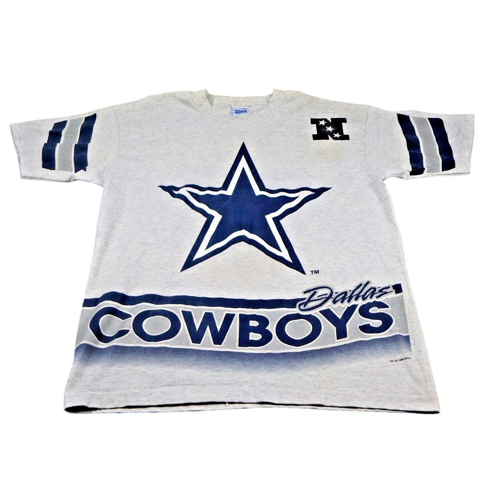 Vintage Dallas Cowboys Shirt Mens Large Gray NFL‎ Football Salem Sportswear 90s